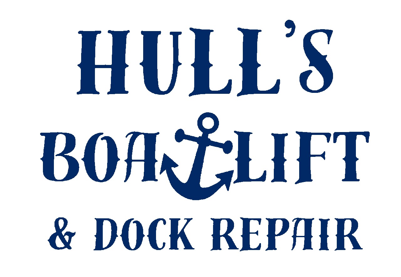 A logo reading Hull's Boat Lift and Dock Repair